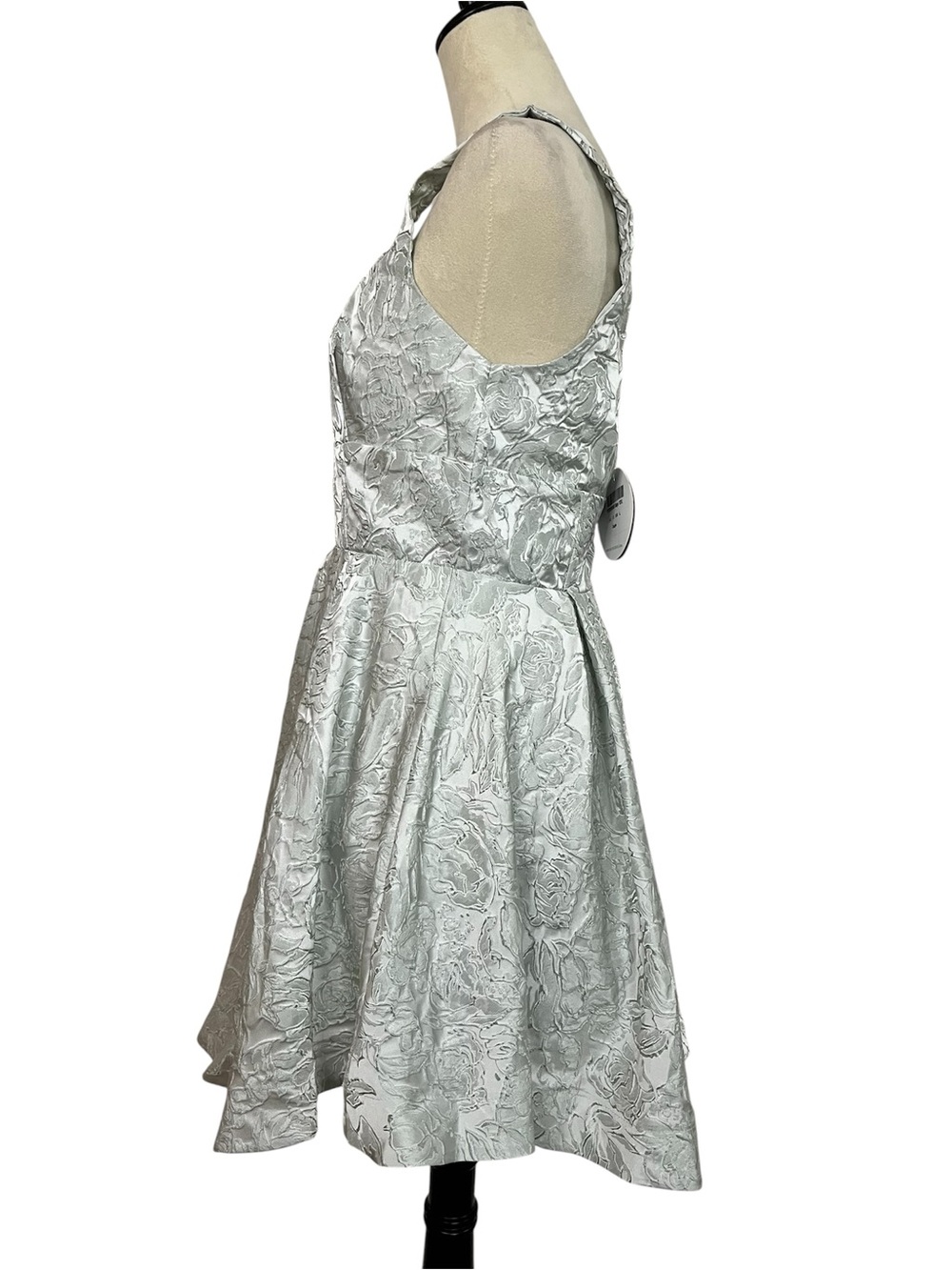 Selfie Leslie Belle Enchante Jacquard Mini Dress Sage Green L Party Twirl NWT - Picture 6 of 13